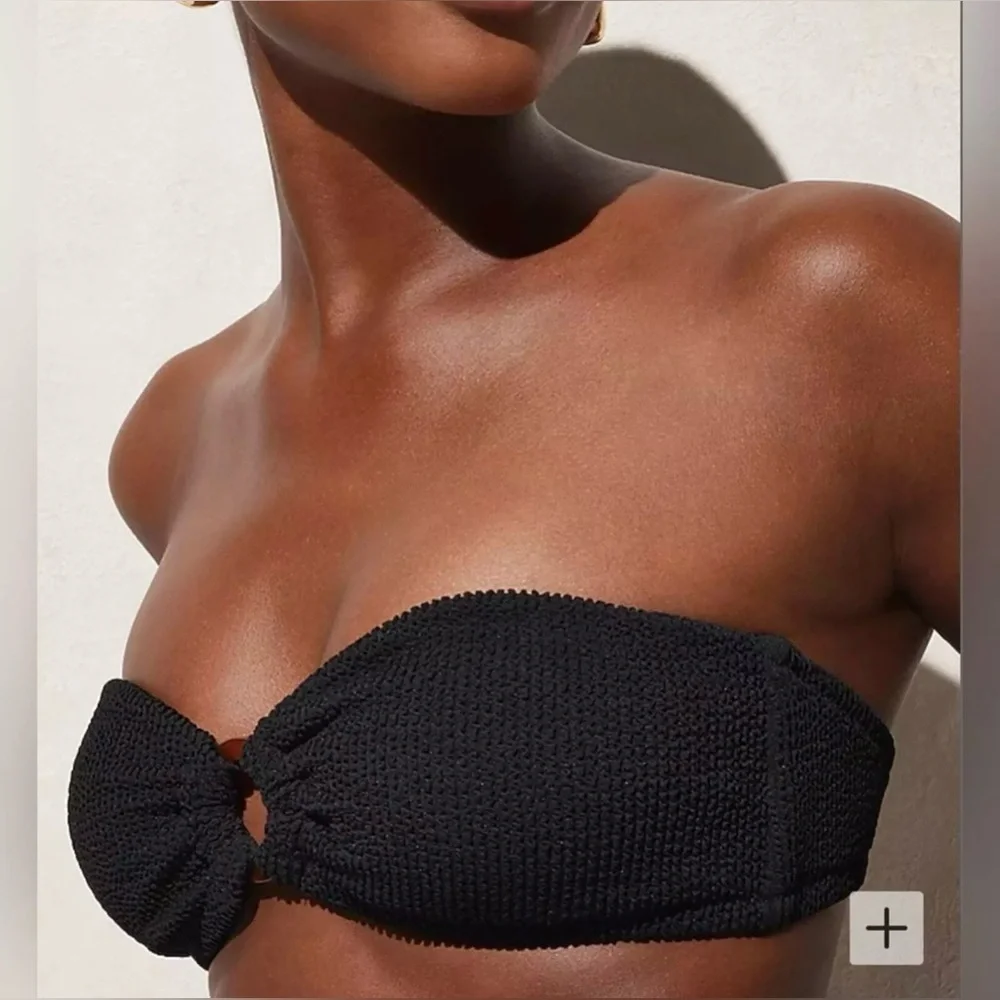 J. Crew  Women’s Heritage Textured O-ring Bandeau Bikini Top BP264 Sz 3X Black